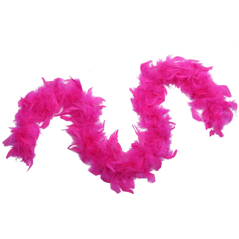 Flydreamfeathers 25 Gram, 4 Feet Long Chandelle feather boa, Great for Party, Wedding, Halloween Costume, Christmas Tree, Decoration (Hot Pink) - Image 1